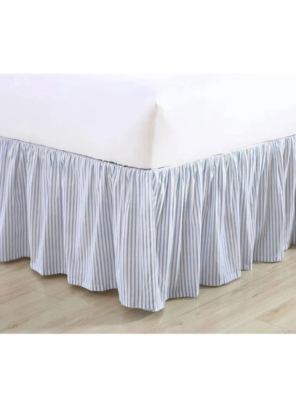 Laura Ashley FULL Bedskirt Blue Ruffled Pin Stripe ~ Charming - Picture 3 of 6